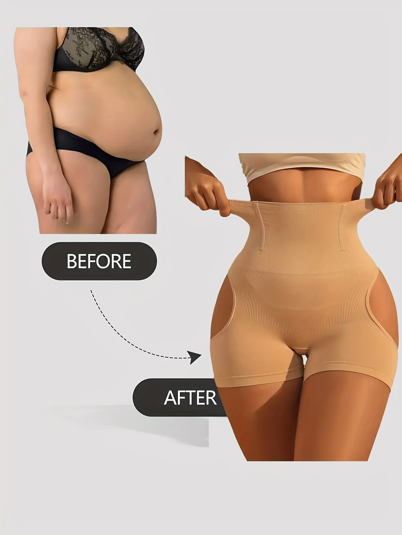1pc Women's High-Waist Shaping Shorts - Tummy Control & Butt Lifter, Seamless Knit Fabric, Medium Support, Asymmetrical Design, 85% Polyamide 15% Elastane, Machine Washable, Everyday Comfort Wear|Asymmetrical Panties|Snug Fit